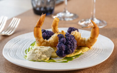 Gambas flambées et déclinaison de chou-fleur au Village Suisse du Touquet